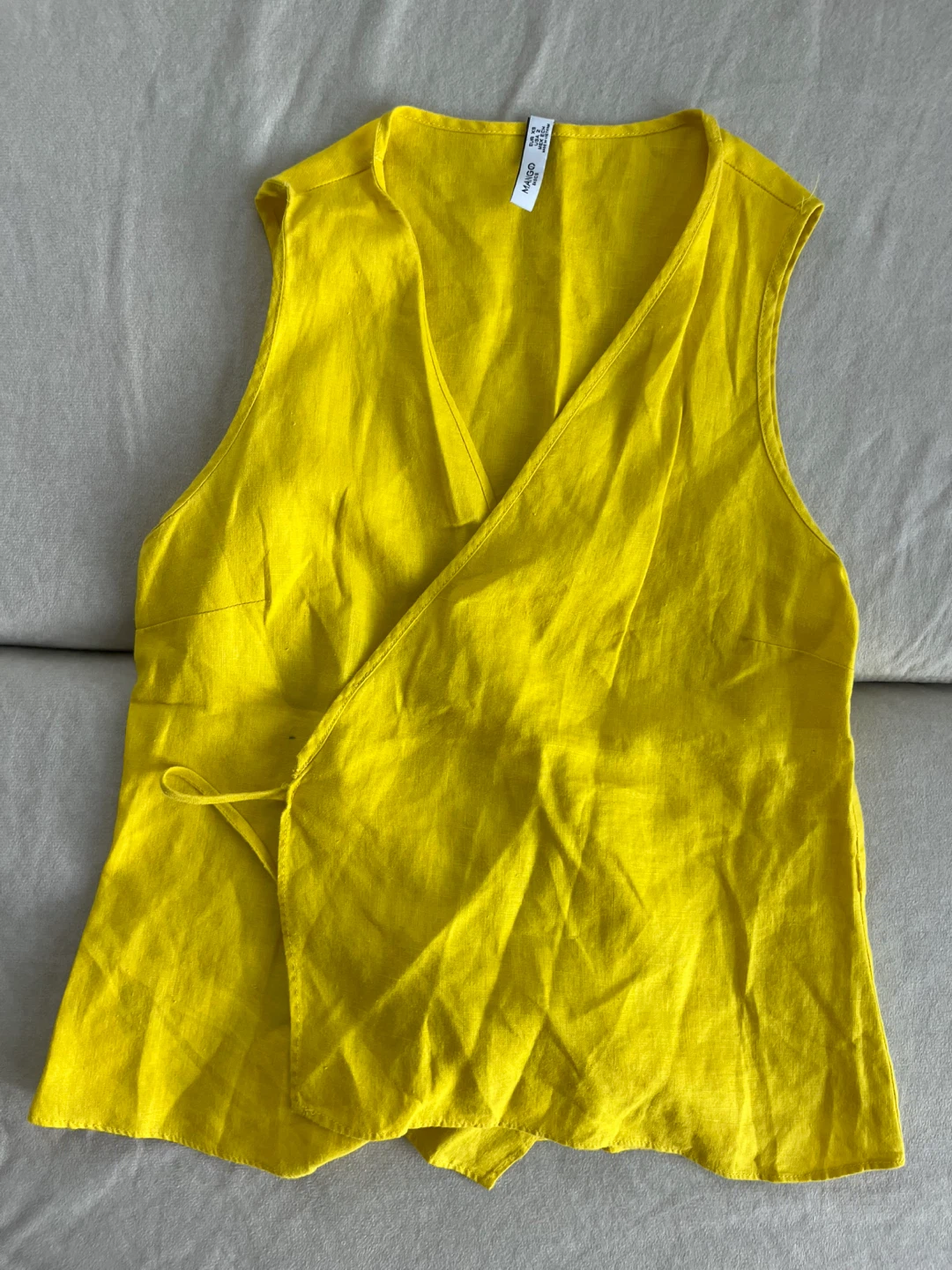 Mango Basics Yellow Sleeveless Wrap Top - photo 3