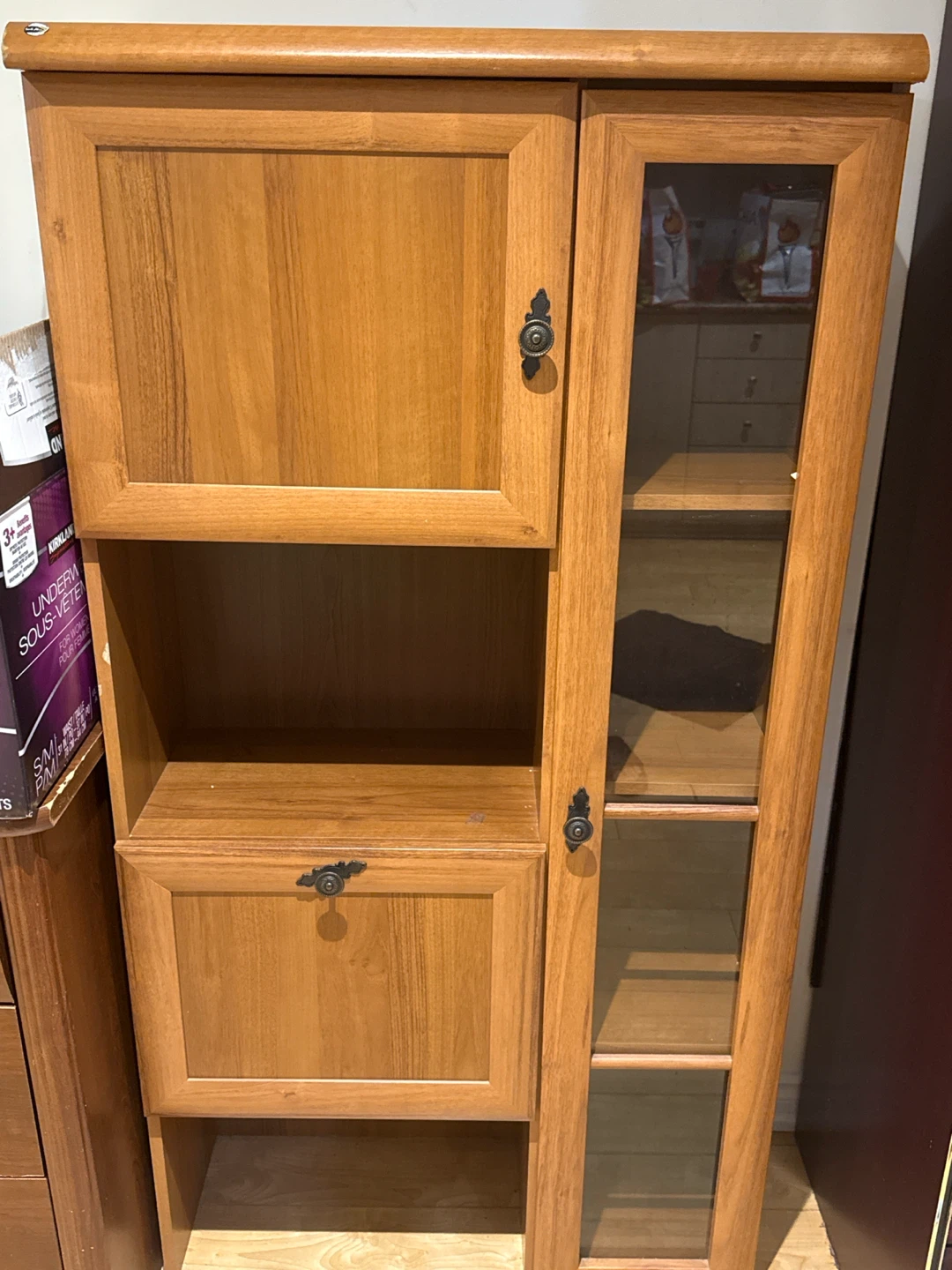 Wooden display cabinet with glass door - photo 2