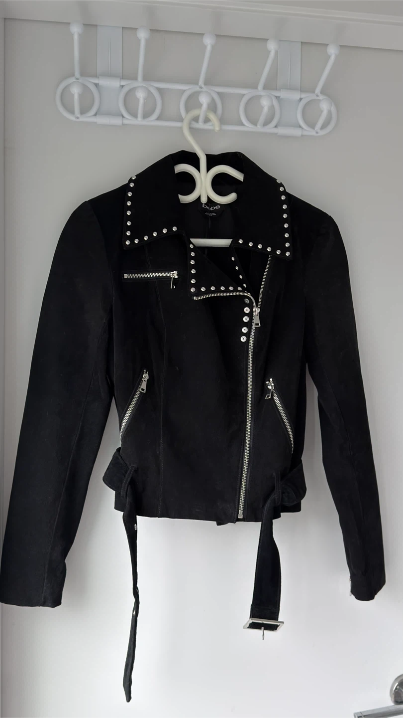 Bebe Black Genuine Leather Studded Moto Jacket - photo 3