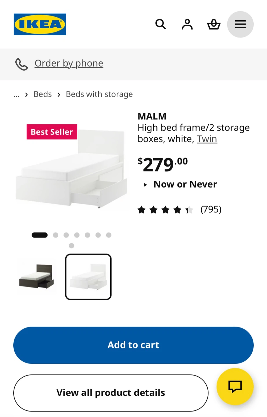 IKEA MALM Twin bed frame with a storage box - photo 2