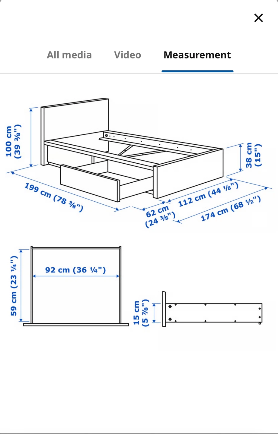 IKEA MALM Twin bed frame with a storage box - photo 5
