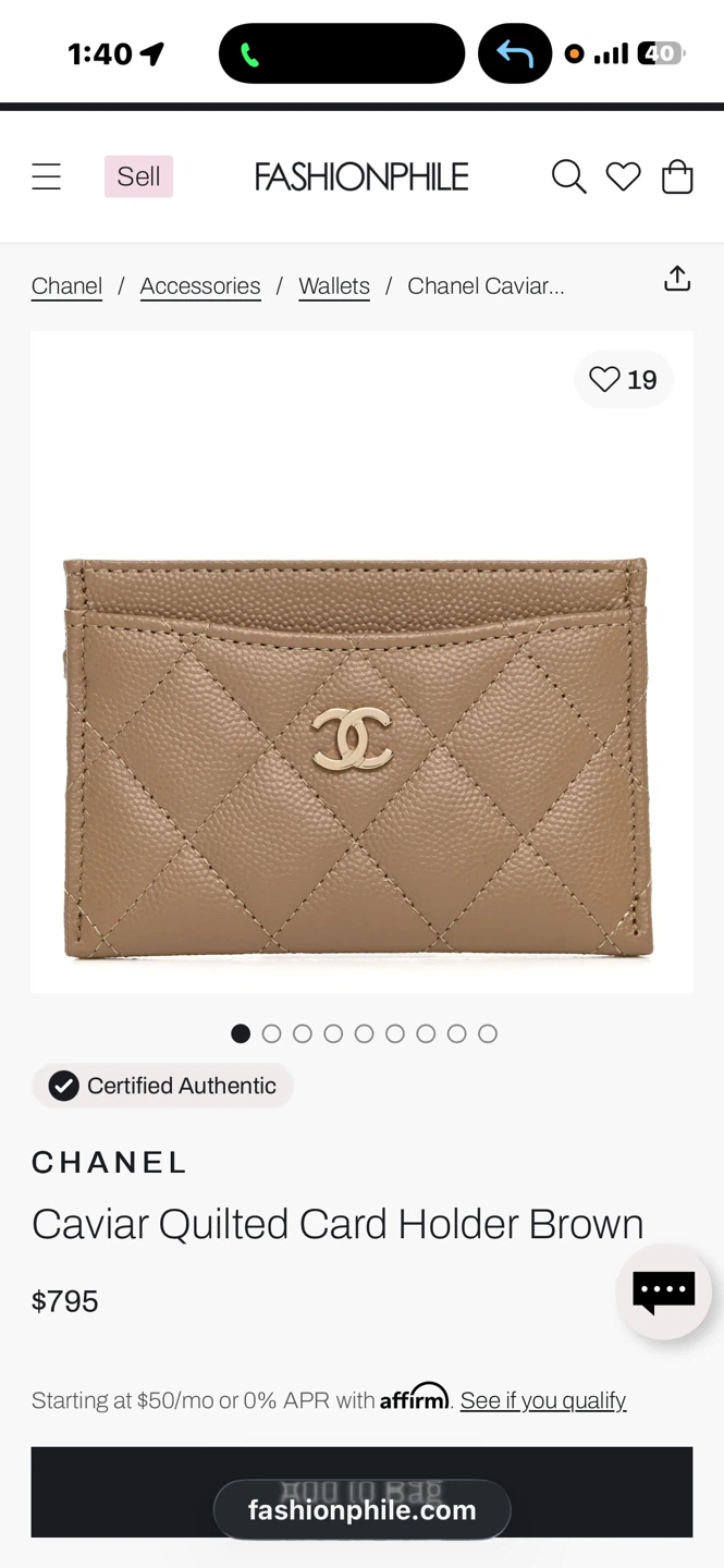 Chanel Caviar Quilted Card Holder Brown