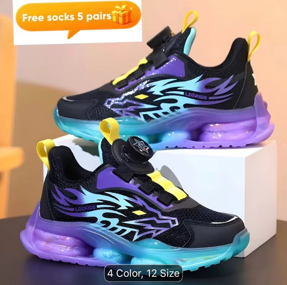 Kids Light-Up Roller Shoes with Free Socks - photo 3
