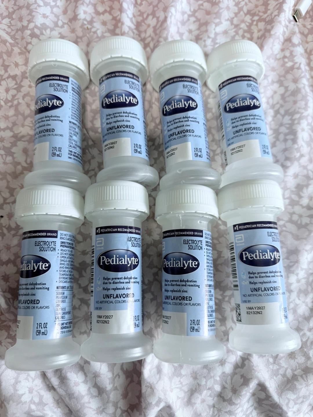 Pedialyte Electrolyte Solution, Unflavored - 8 x 2 fl oz
