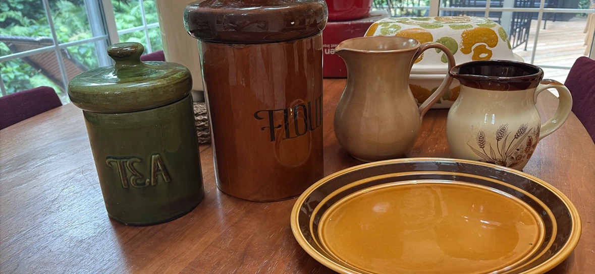 Vintage LP Canada set Green Ceramic "TEA" Canister - photo 2