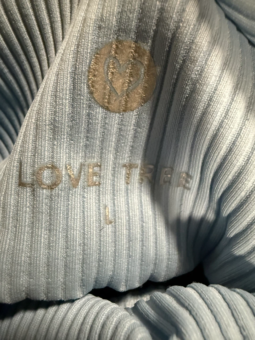 Love Tree Blue Ribbed Wrap Crop Top Size L - photo 5