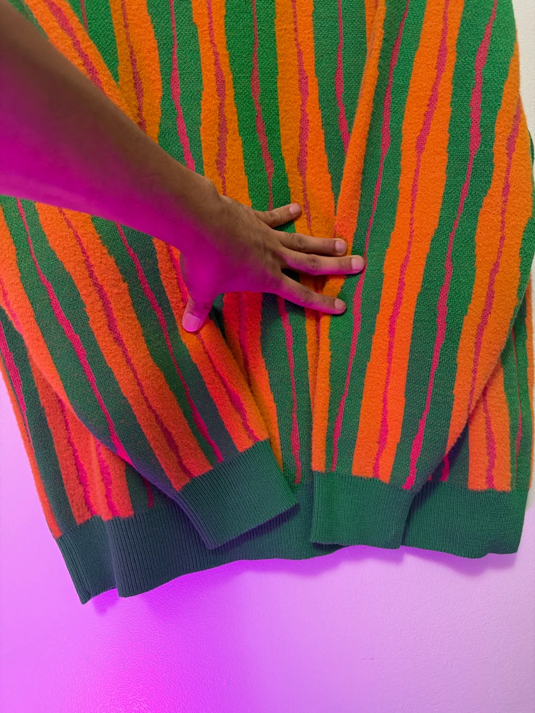 Zara Striped Knit Sweater Orange Green Pink - photo 4