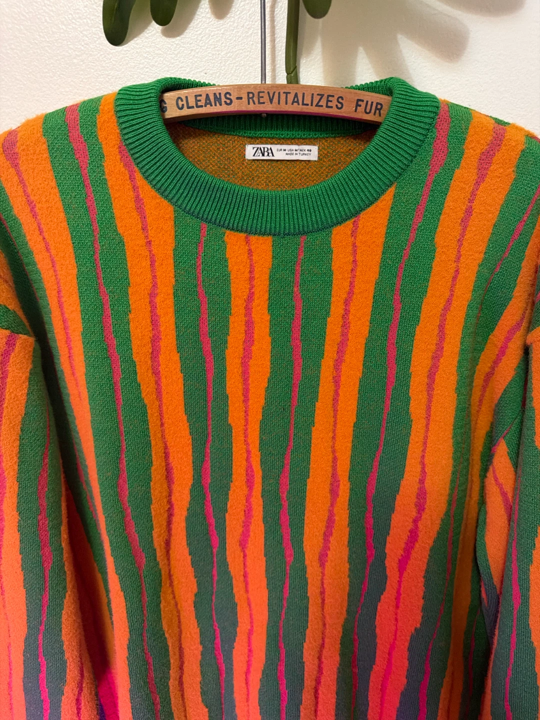 Zara Striped Knit Sweater Orange Green Pink