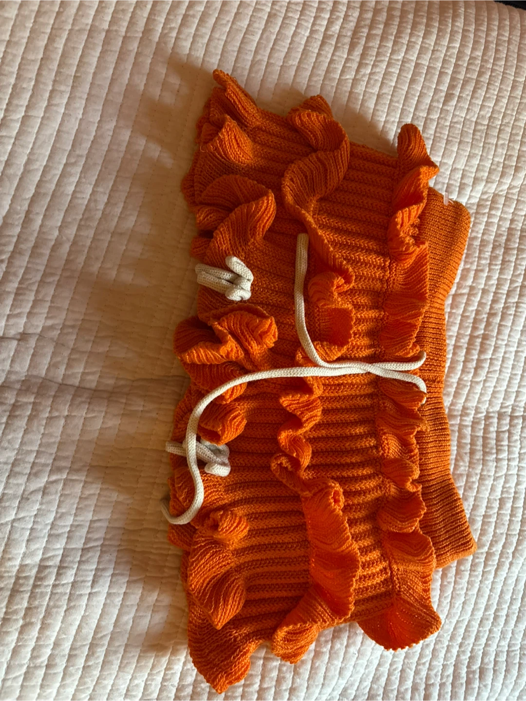 Orange Ruffled Knit short