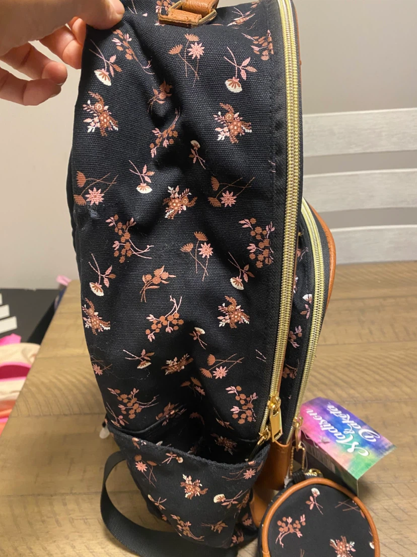 Madison & Dakota Black Floral Backpack with Coin Pouch - photo 3