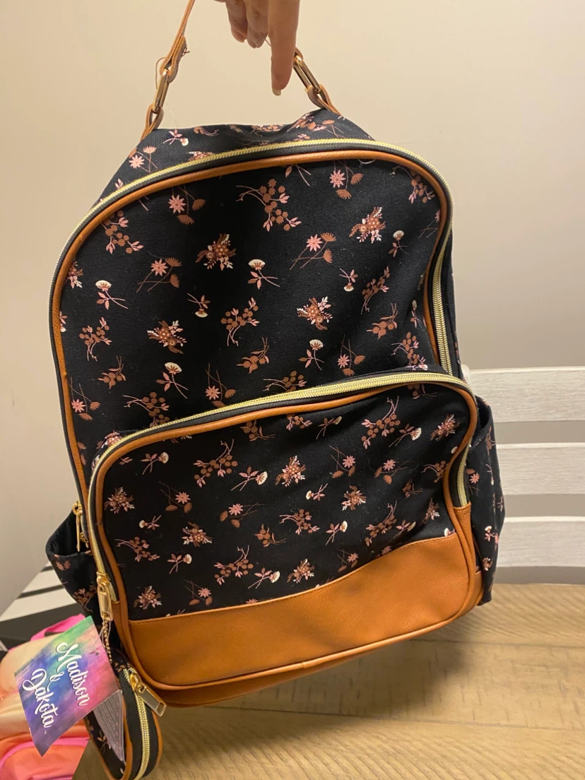 Madison & Dakota Black Floral Backpack with Coin Pouch - photo 4