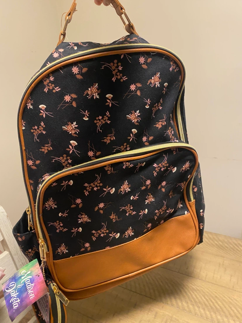 Madison & Dakota Black Floral Backpack with Coin Pouch - photo 5