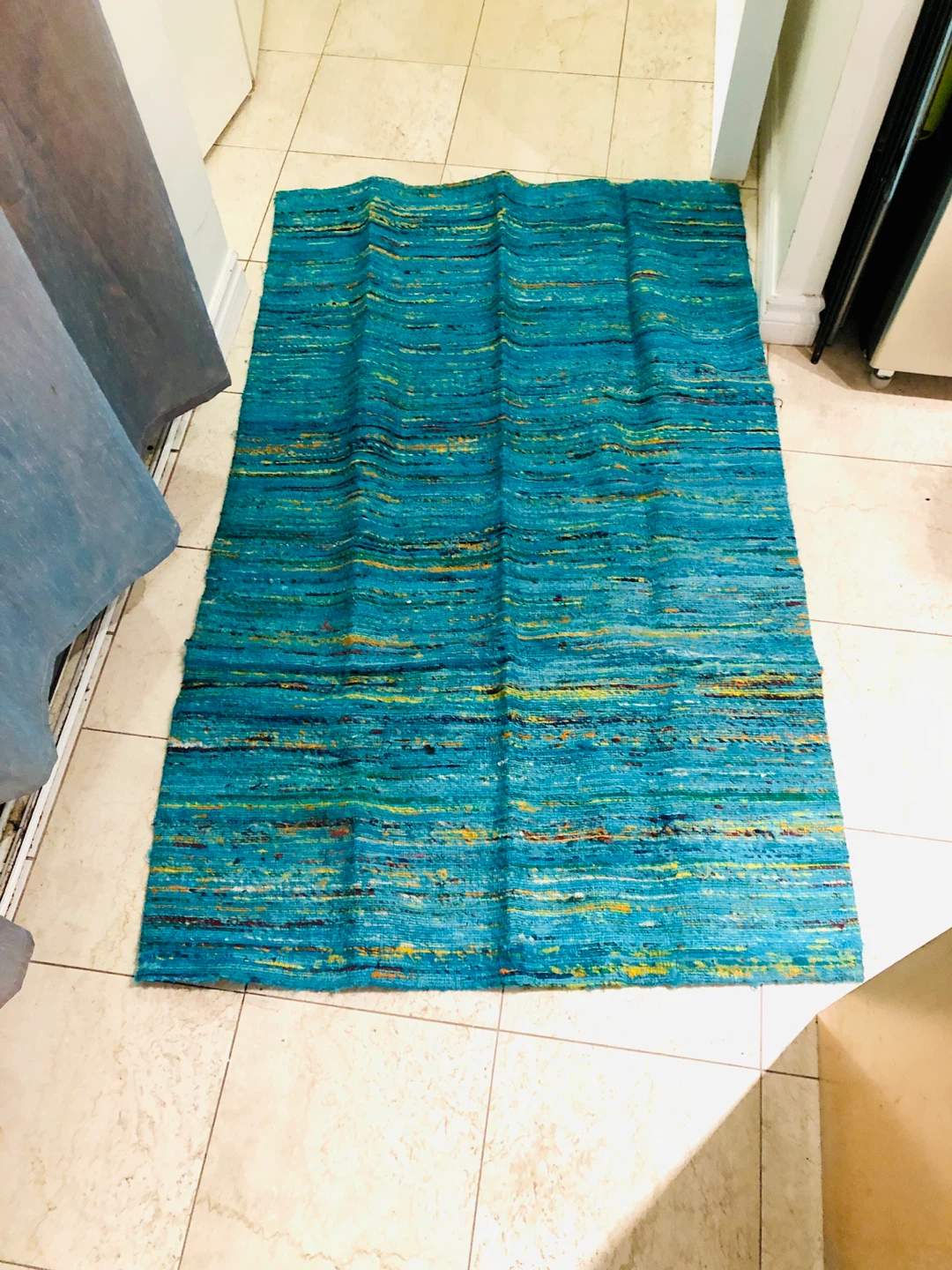 Blue Striped Woven Area Rug 3’ x 5’