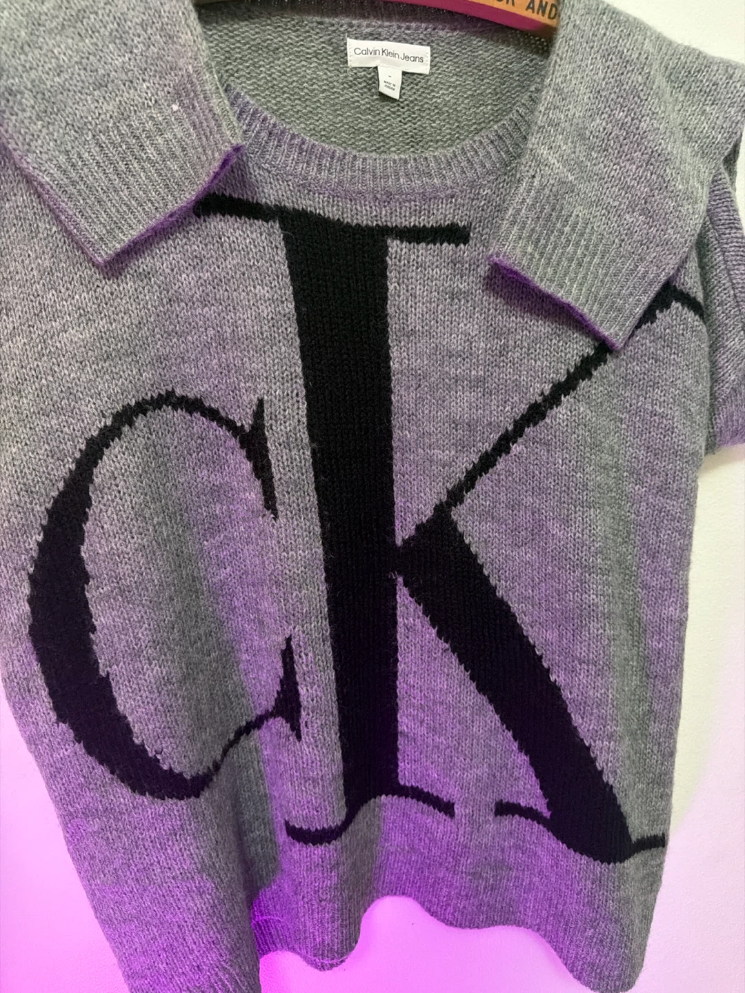Calvin Klein Jeans Grey CK Logo Knit Sweater