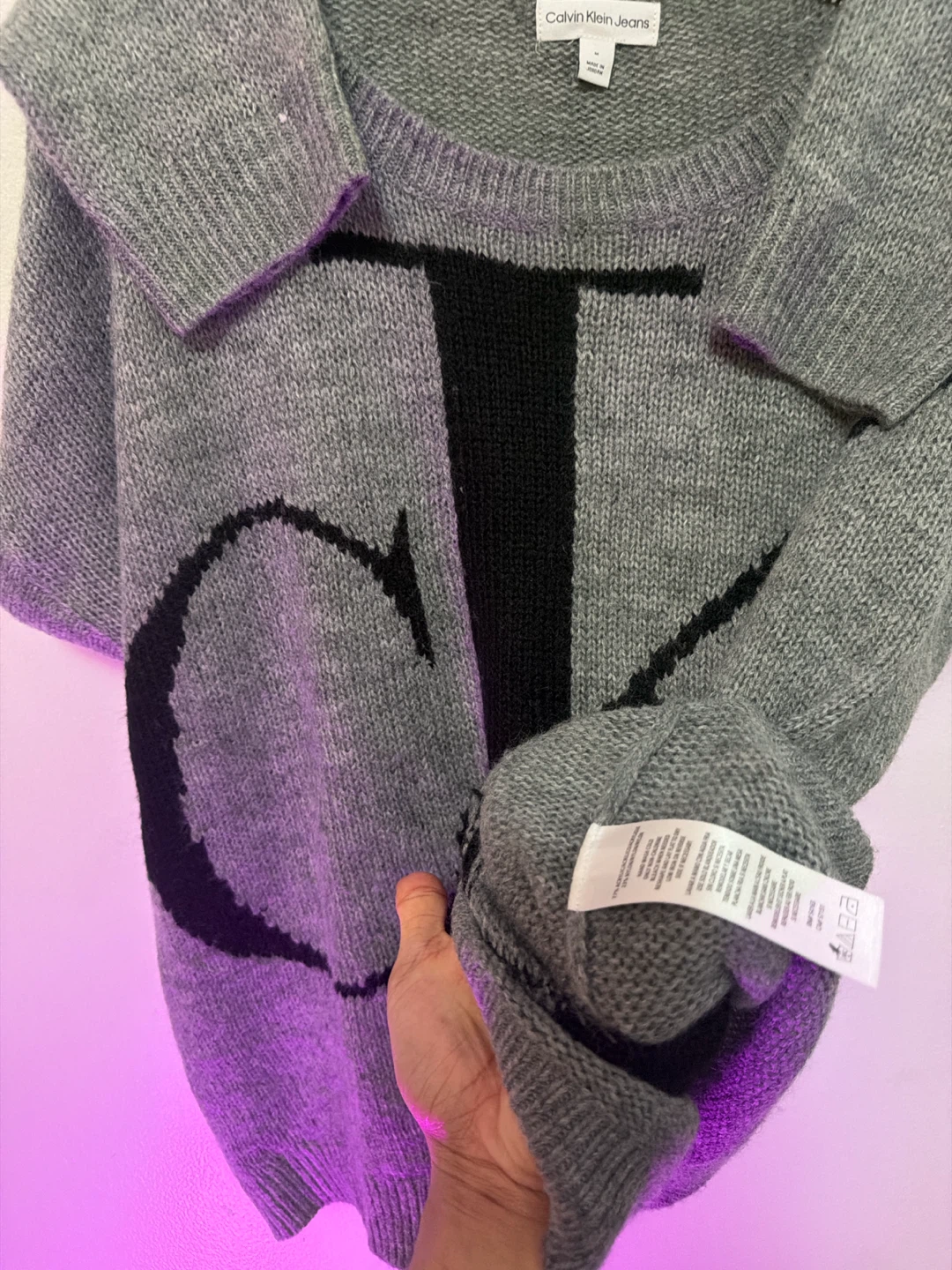 Calvin Klein Jeans Grey CK Logo Knit Sweater - photo 3