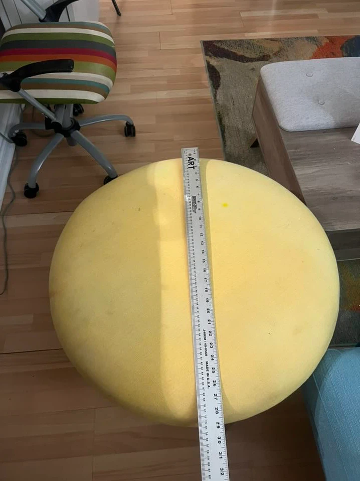 Yellow Round Ottoman Stool - photo 3