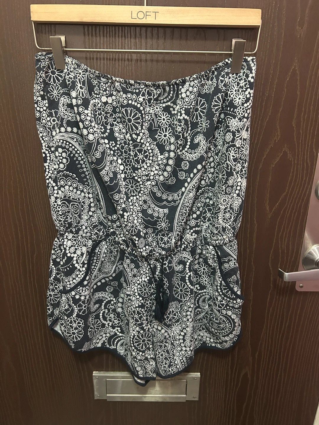 Women's Black & White Floral Print Romper