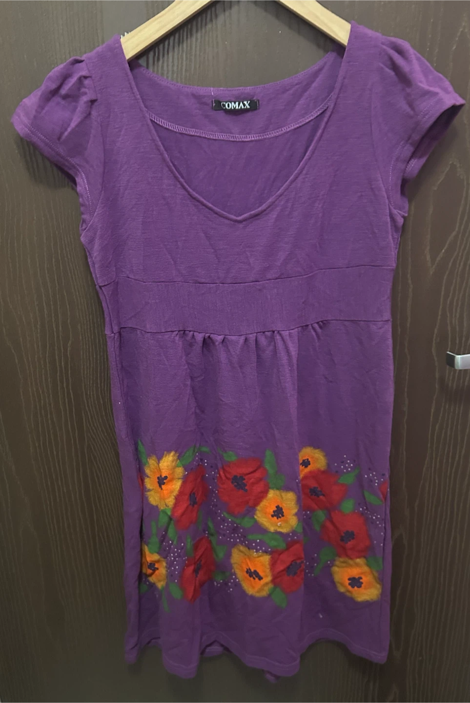 Comax Purple Floral T-Shirt Dress