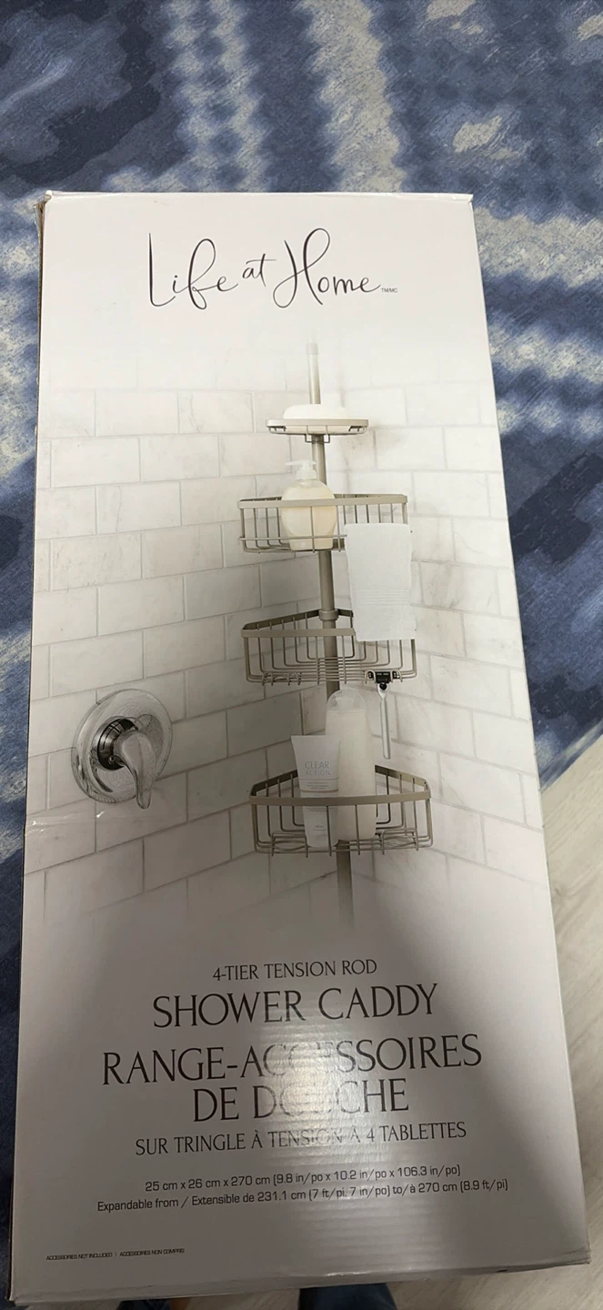 Life at Home 4-Tier Tension Rod Shower Caddy