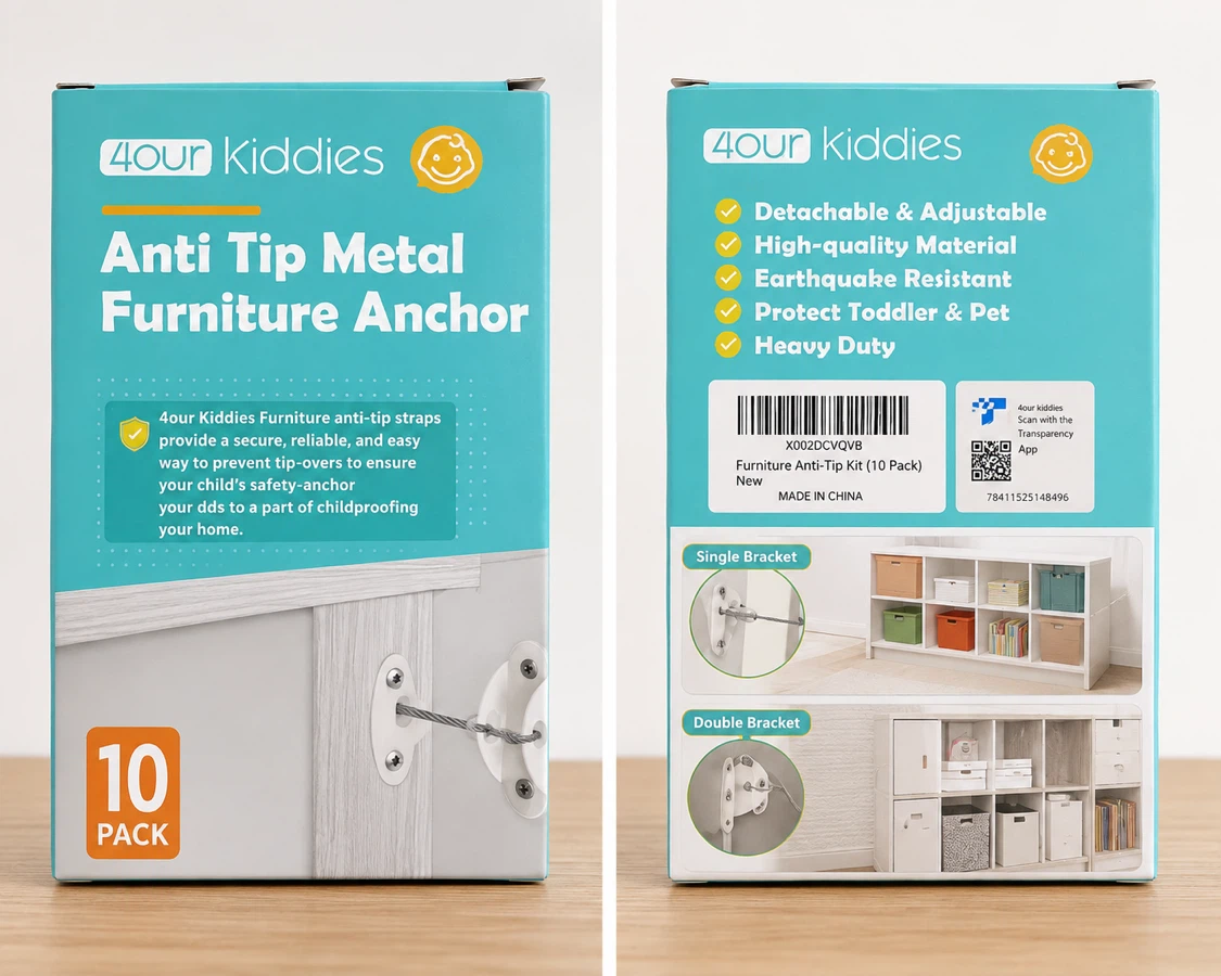 4 Anti Tip Metal Furniture Anchor (10 Pack)