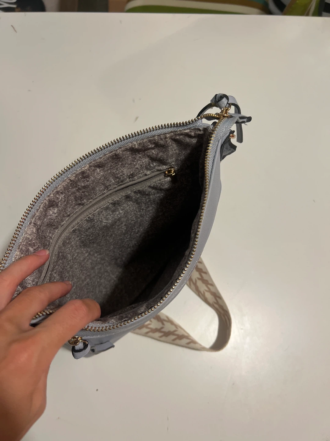 Light Blue Faux Leather Crossbody Bag - photo 2