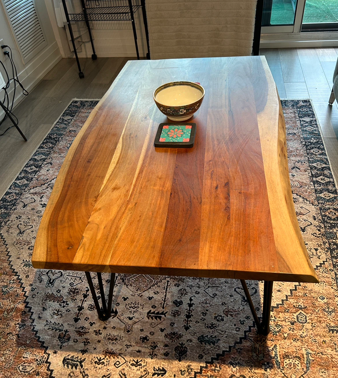 Live Edge Coffee Table with Metal Legs