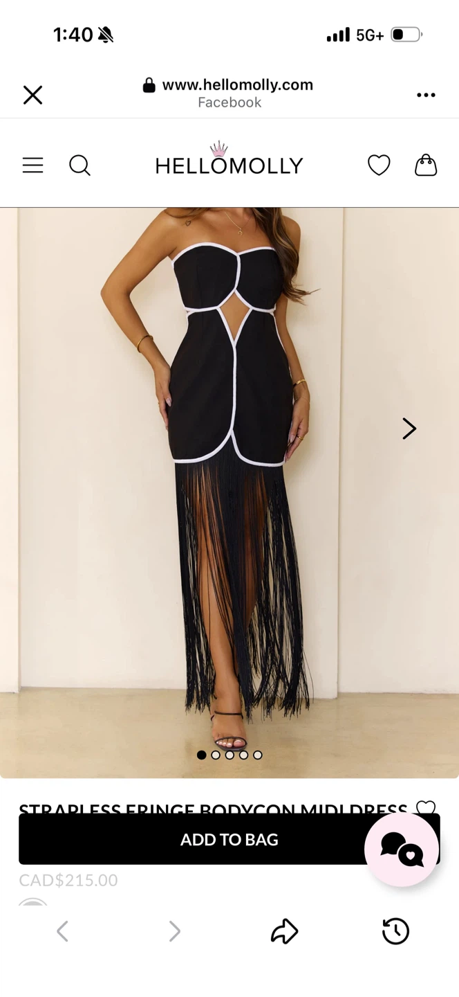 Hello Molly Black Fringe Dress - Medium