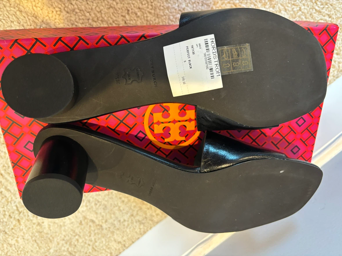 Tory Burch Double Stack Logo Mule Sandals Black Size 9.5 - photo 4