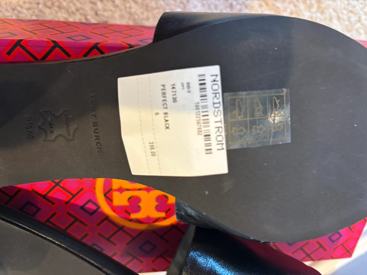 Tory Burch Double Stack Logo Mule Sandals Black Size 9.5 - photo 5