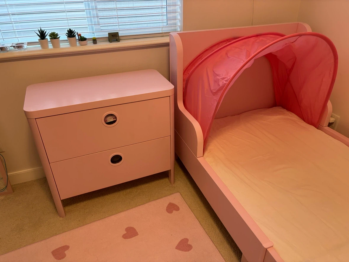 Pink twin  Bed with Tent Canopy and drawer - photo 2