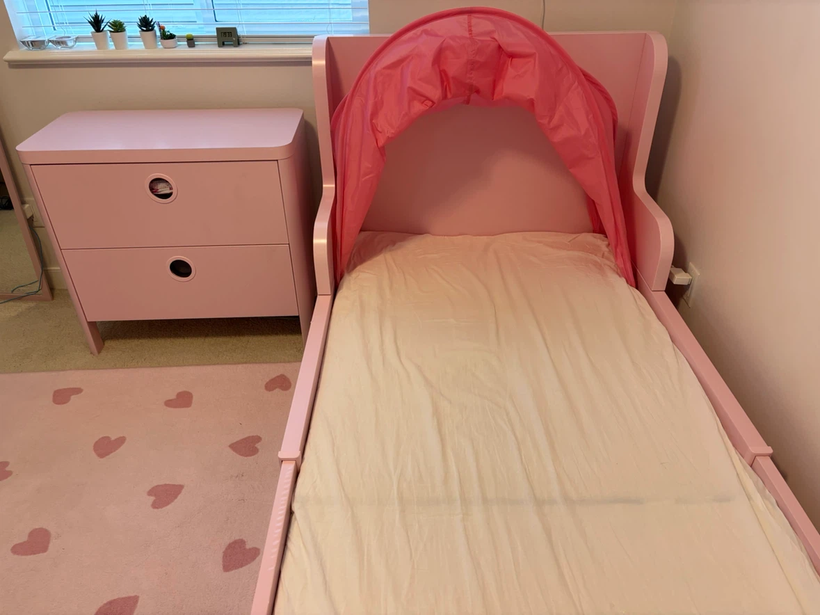 Pink twin  Bed with Tent Canopy and drawer - photo 3
