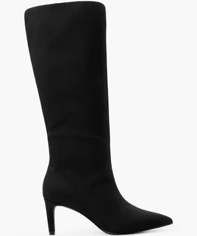 Black Suede Pointed Toe Knee-High Boots - photo 2