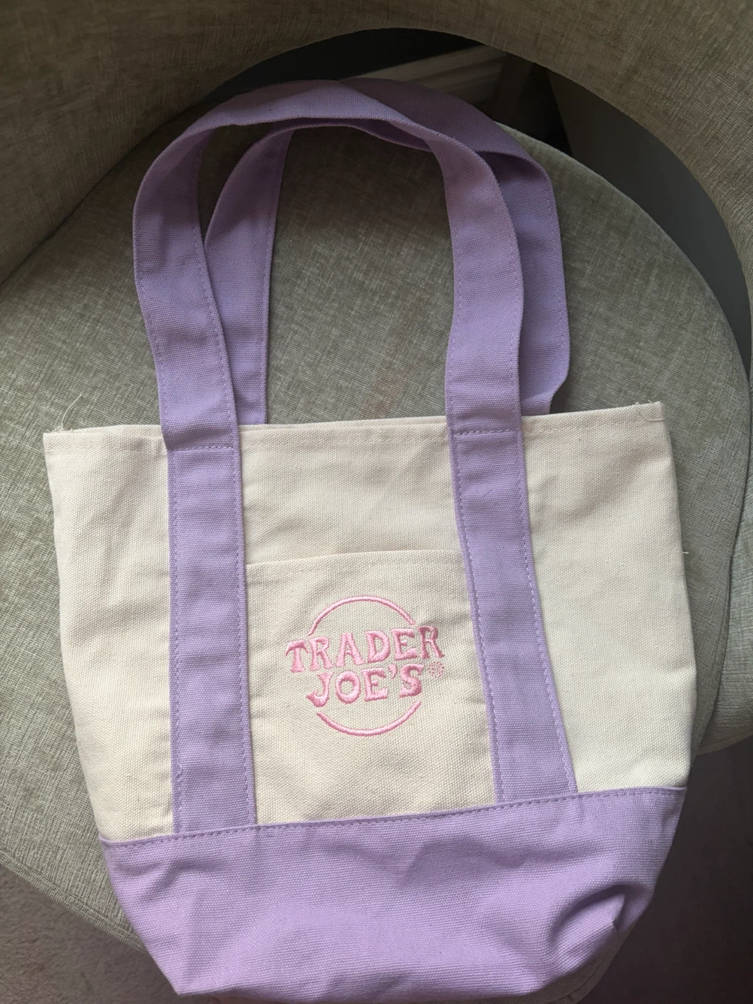 Trader Joe's Canvas Tote Bag - Purple & Cream
