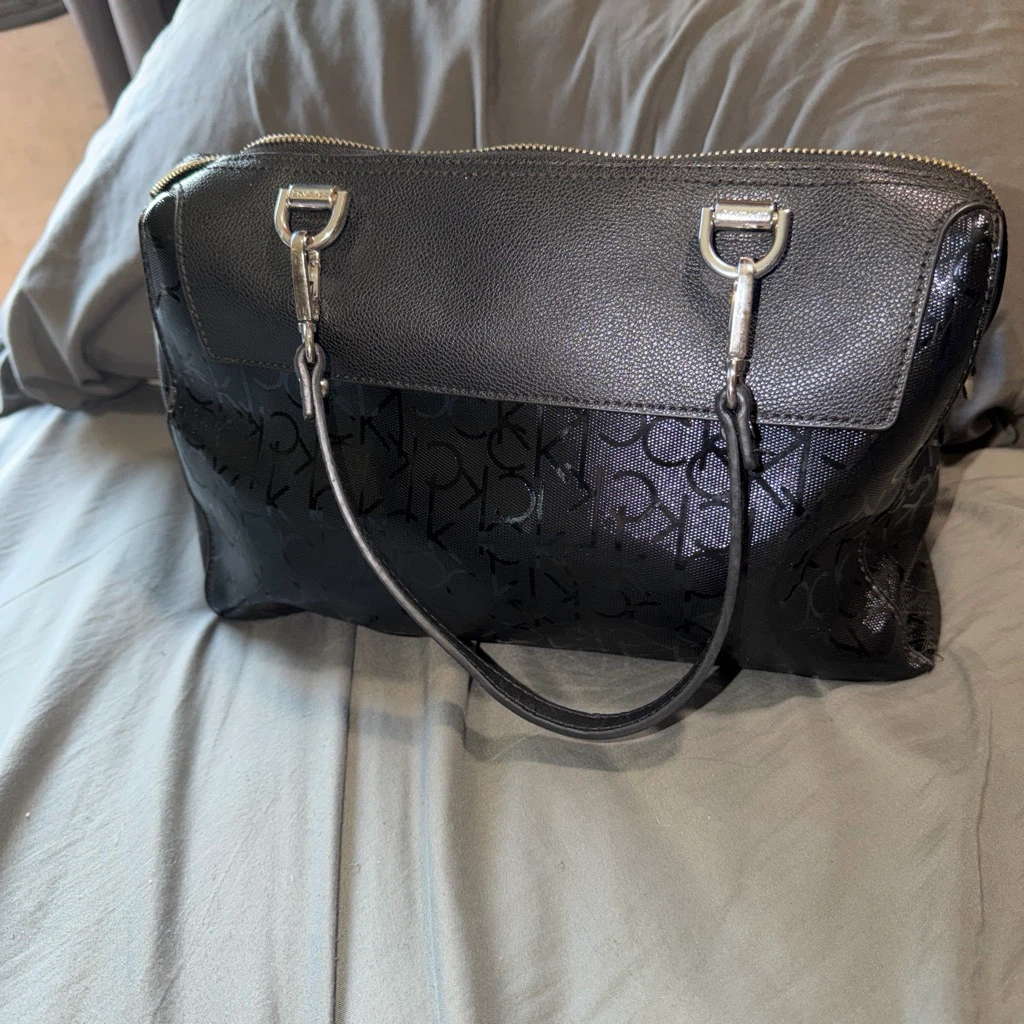 Calvin Klein Black Monogram Satchel Handbag - photo 4
