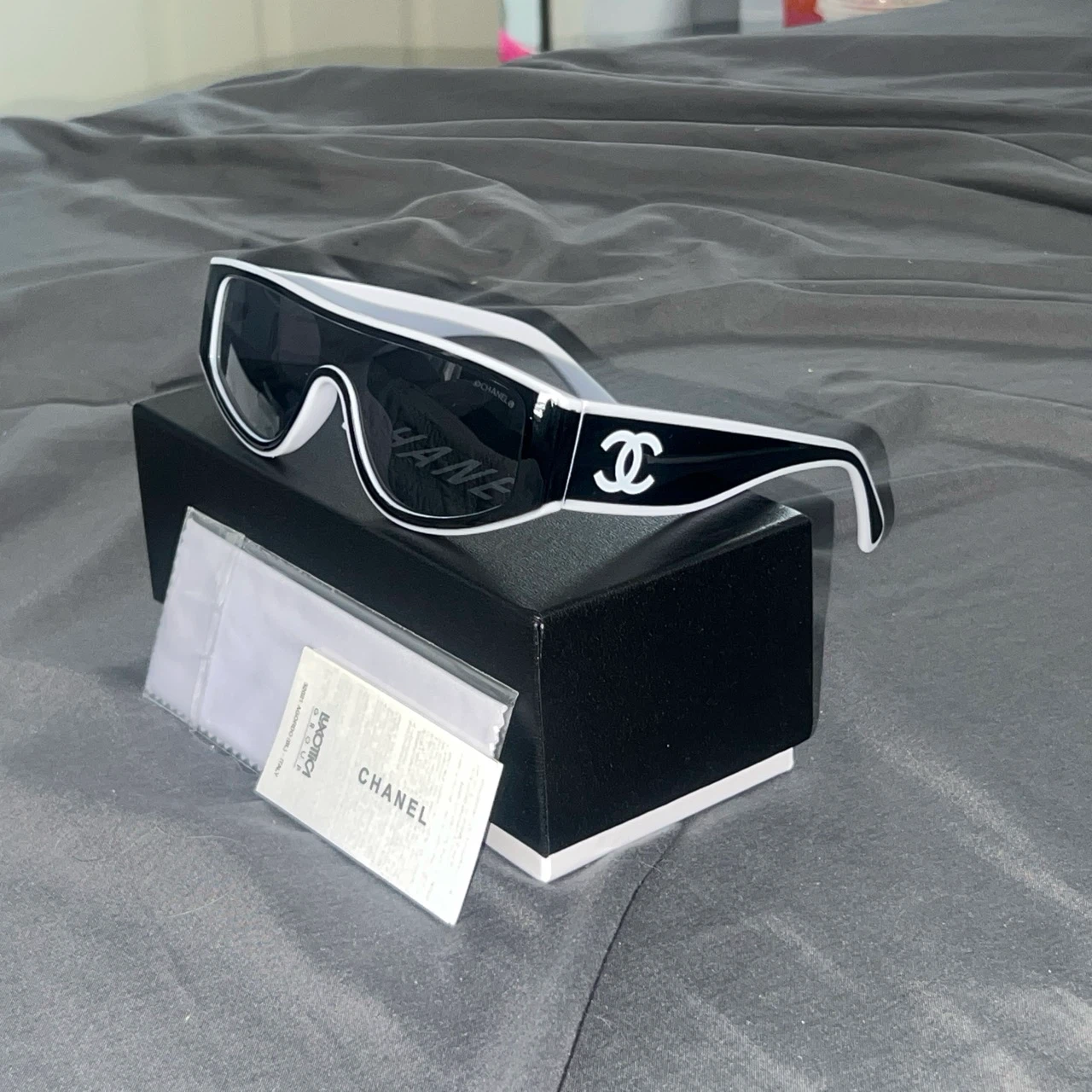 CHANEL Sunglasses Cat Eyes Black & White Delivery Available