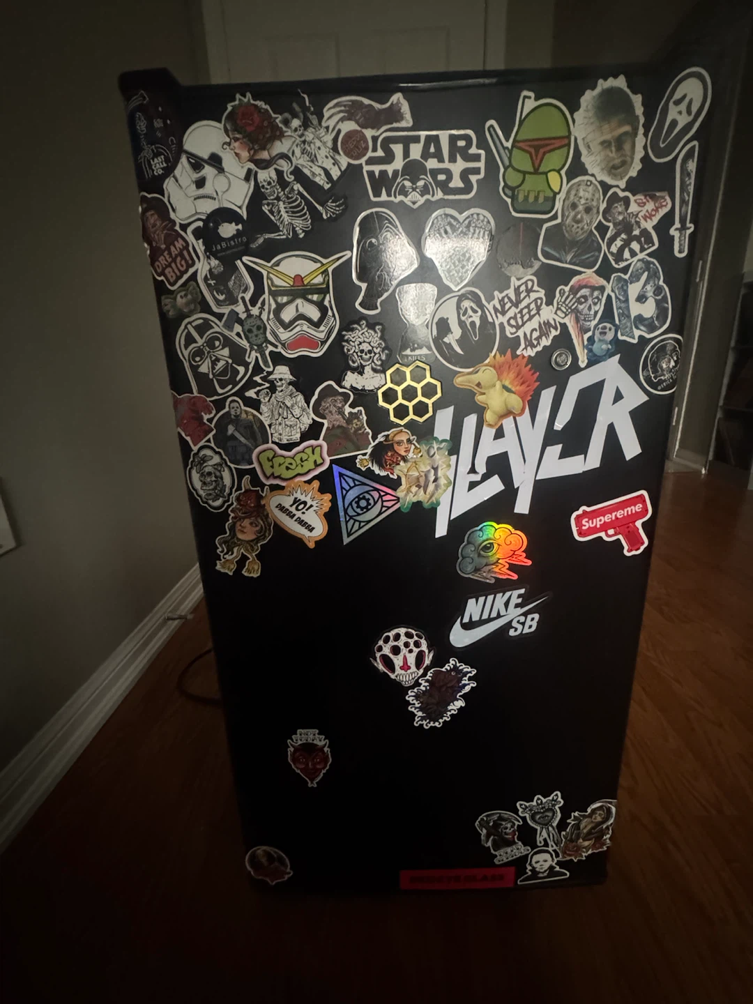 Mini Fridge - Black with Custom Stickers