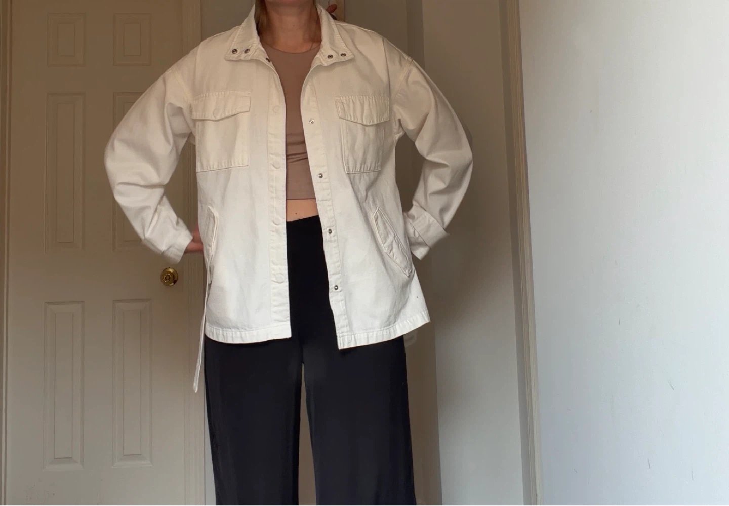 Cream Utility Jacket with Belt (DENIM) - photo 3