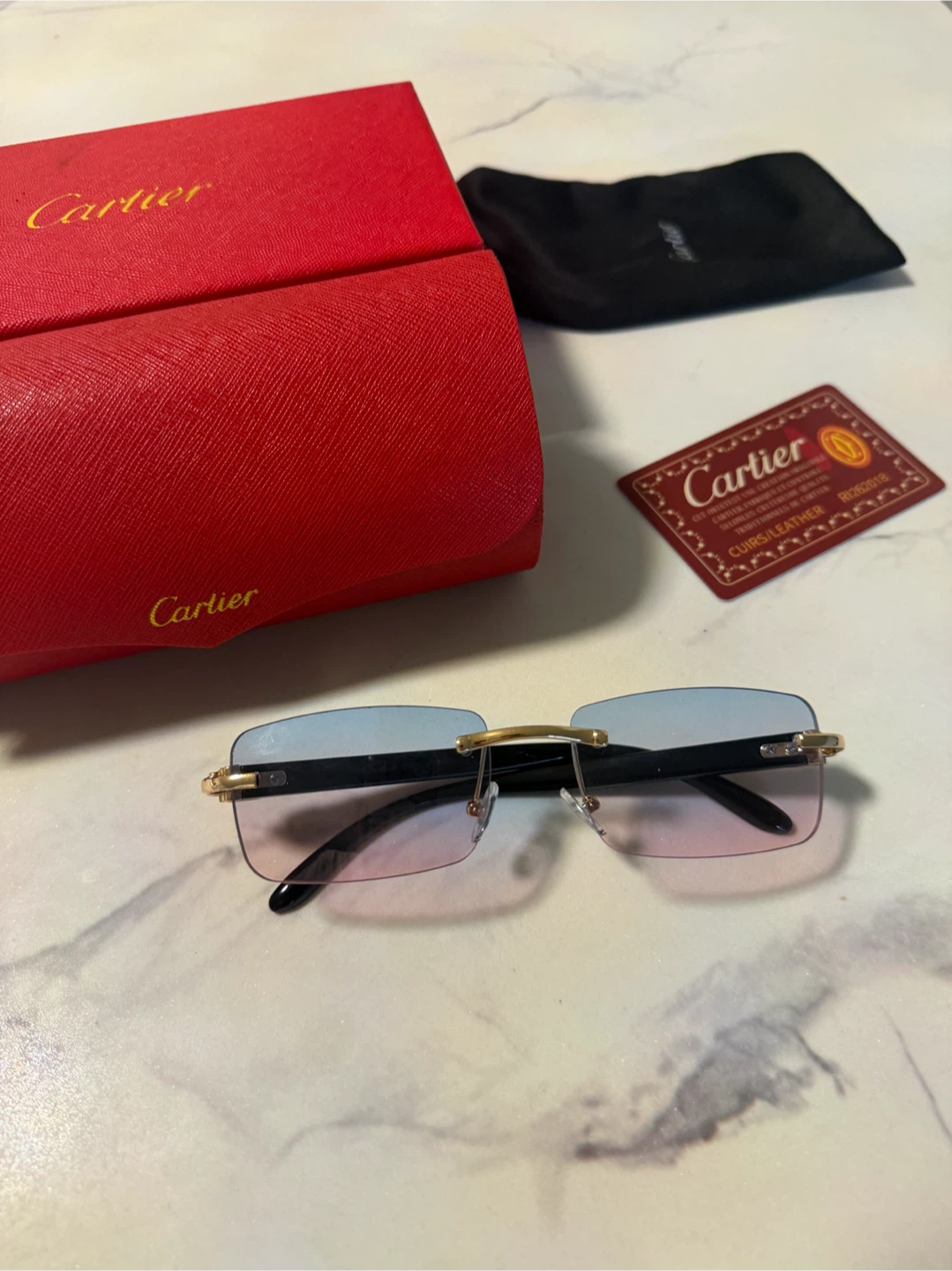 Cartier Rimless Sunglasses with Pink and Blue Gradient Lenses - photo 5