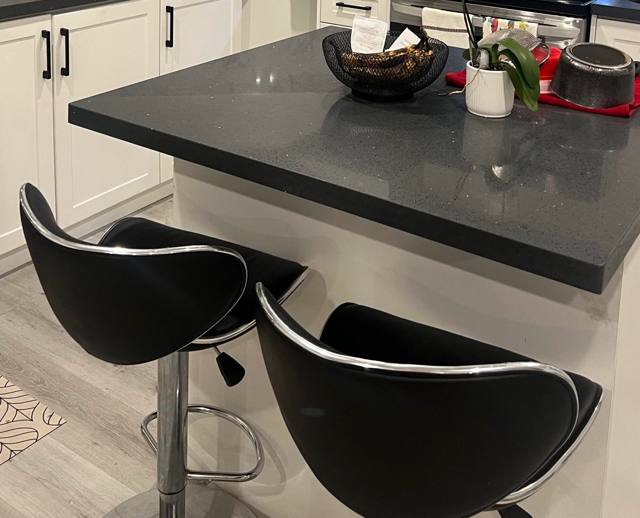 Set of 2 Black Adjustable Bar Stools