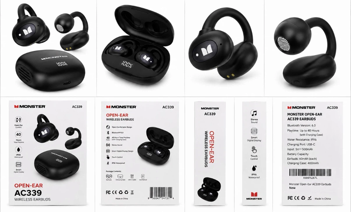 Monster AC339 Open-Ear Wireless Earbuds