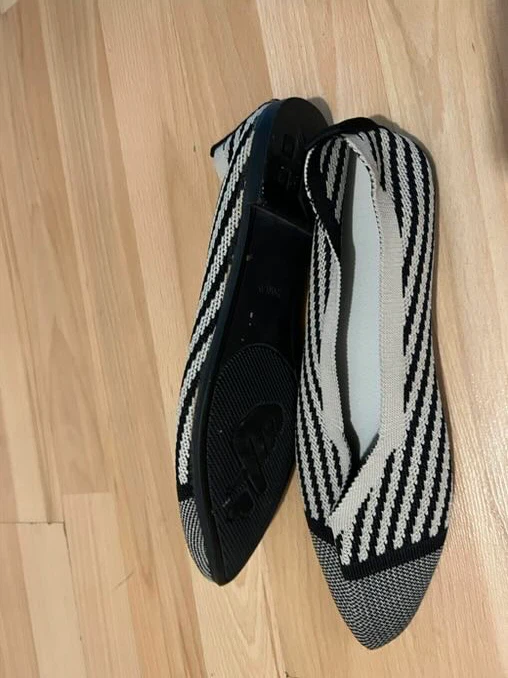 Women's Knit Ballet Flats - Black & White Striped