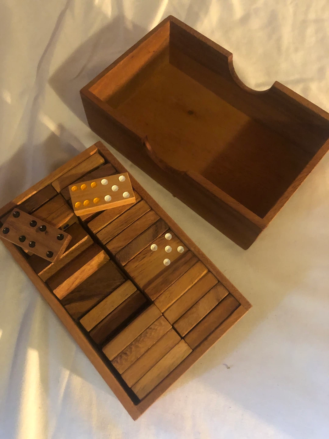 Wooden Domino Game Set with Box