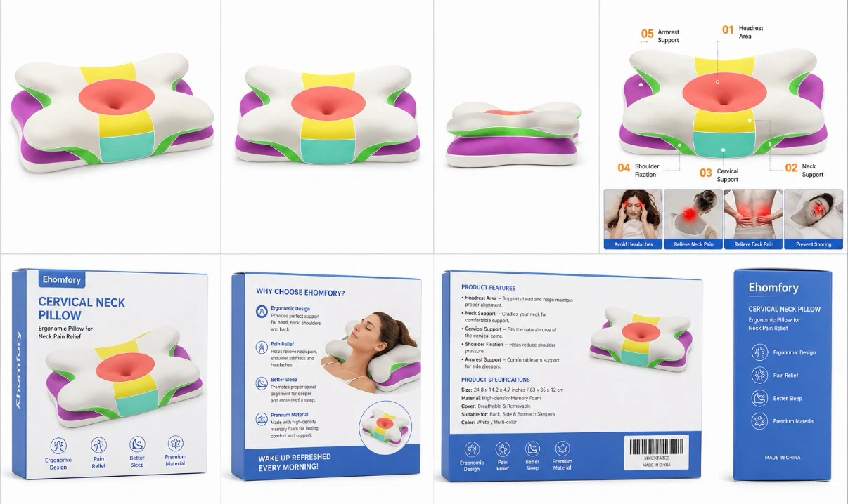 Ehomfory Cervical Neck Pillow - Memory Foam