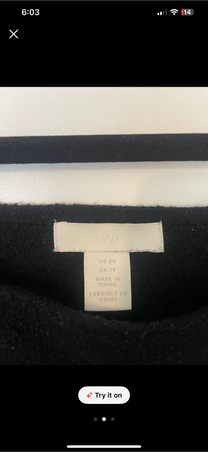 H&M Black Puff Sleeve Square Neck Sweater - photo 2