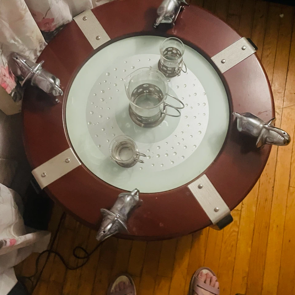 Round Coffee Table with Elephant Decor - photo 2
