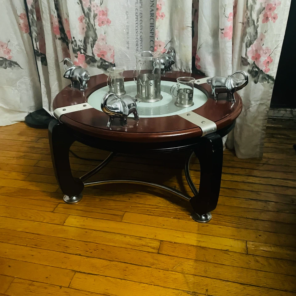 Round Coffee Table with Elephant Decor - photo 3