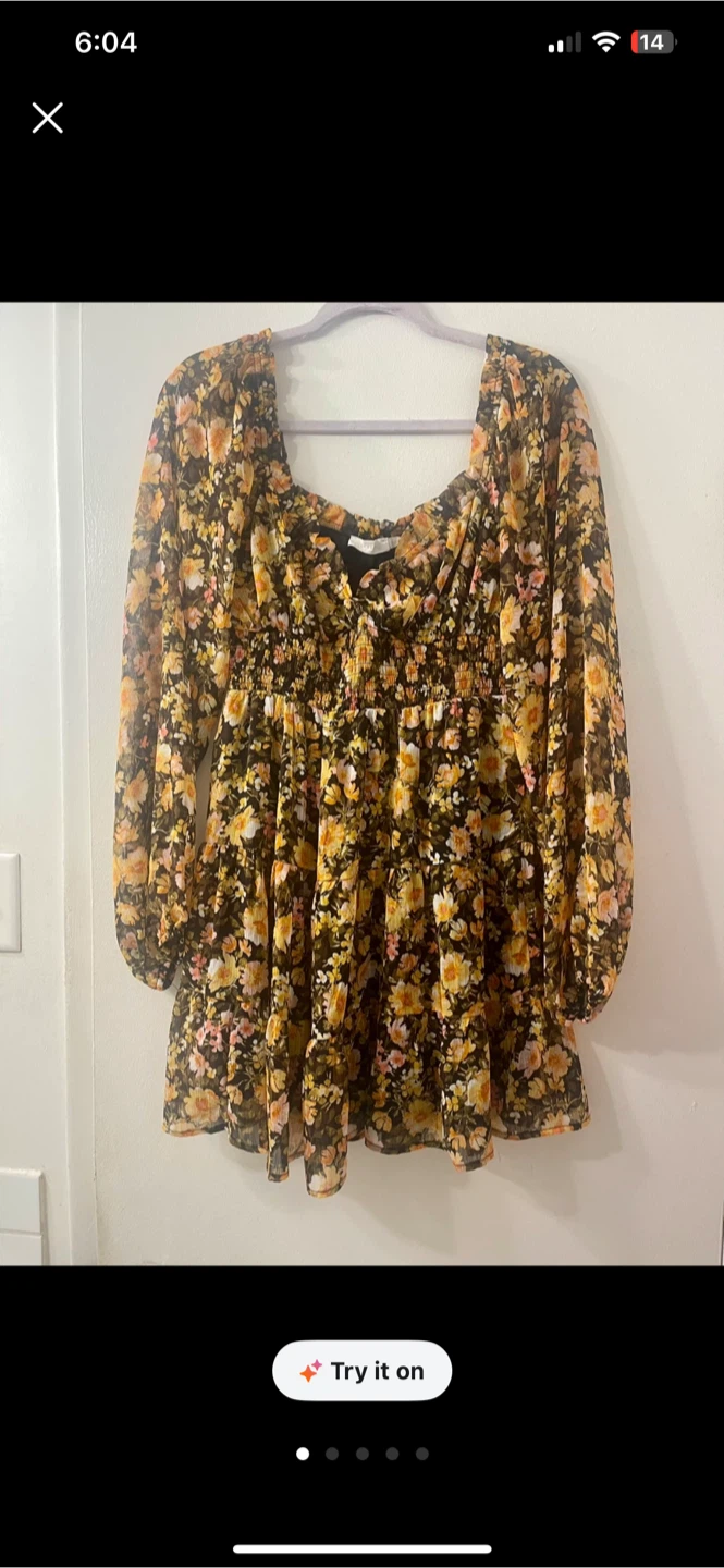 LUSH floral mini fall dress