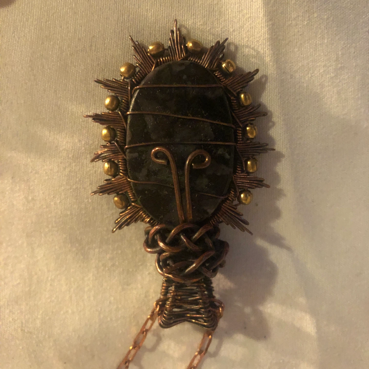 Wire Wrapped Stone Pendant Necklace