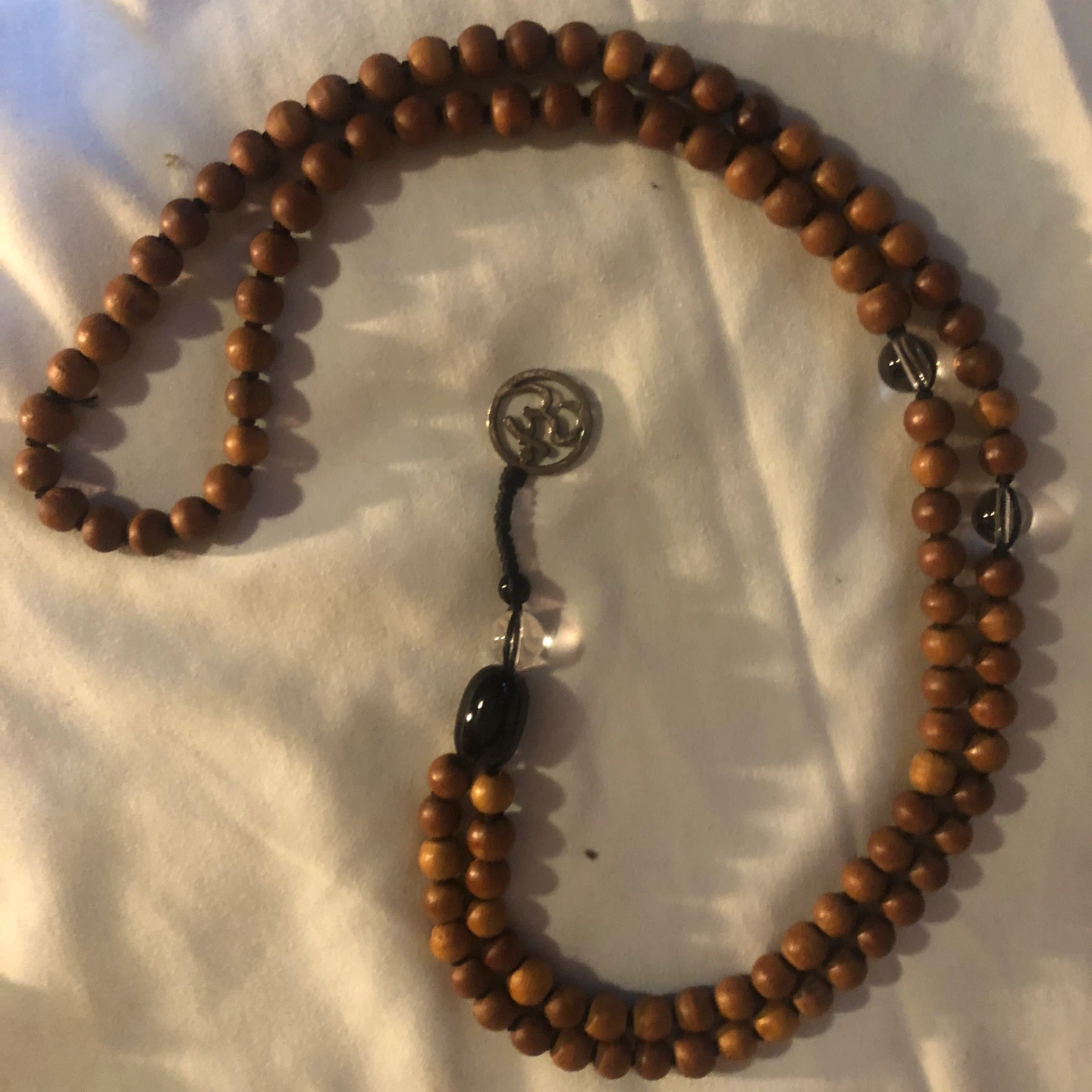 Wooden Beaded Necklace with Om Pendant