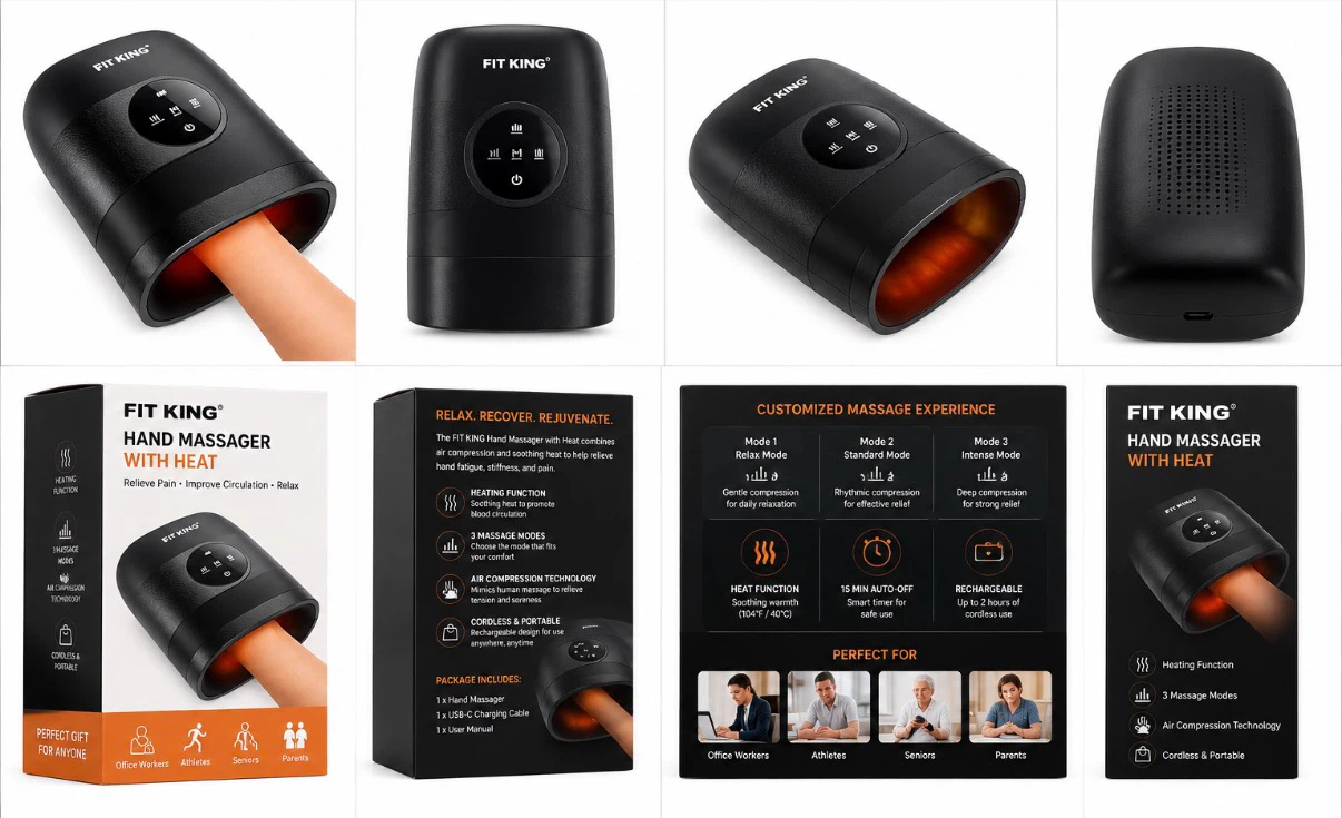Fit King Hand Massager with Heat